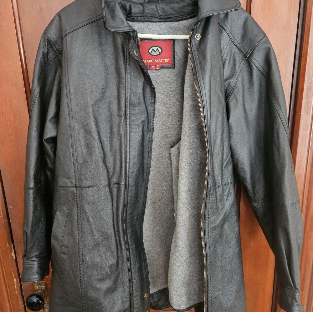 Marc Mattis Vintage Mens Black Leather Bomber Jacket Size Medium